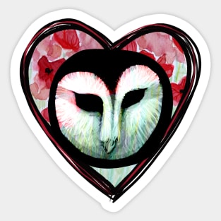 Owl Face Heart Yeah Sticker